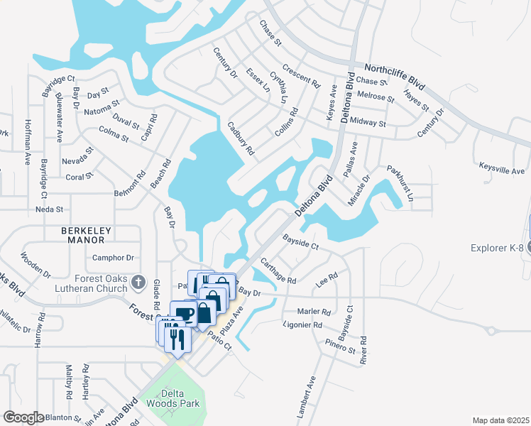 map of restaurants, bars, coffee shops, grocery stores, and more near 4253 Surfside Circle in Spring Hill