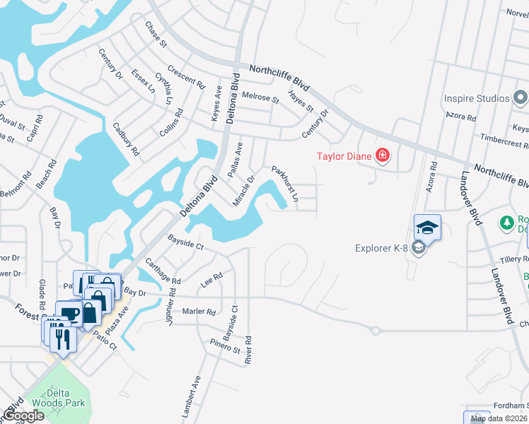 map of restaurants, bars, coffee shops, grocery stores, and more near 9440 Lakeview Ct in Spring Hill
