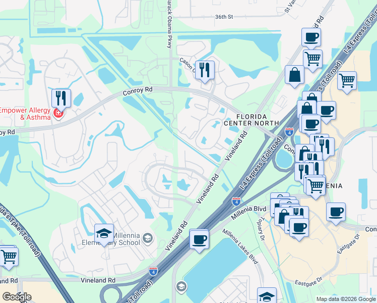 map of restaurants, bars, coffee shops, grocery stores, and more near 4721 Walden Circle in Orlando