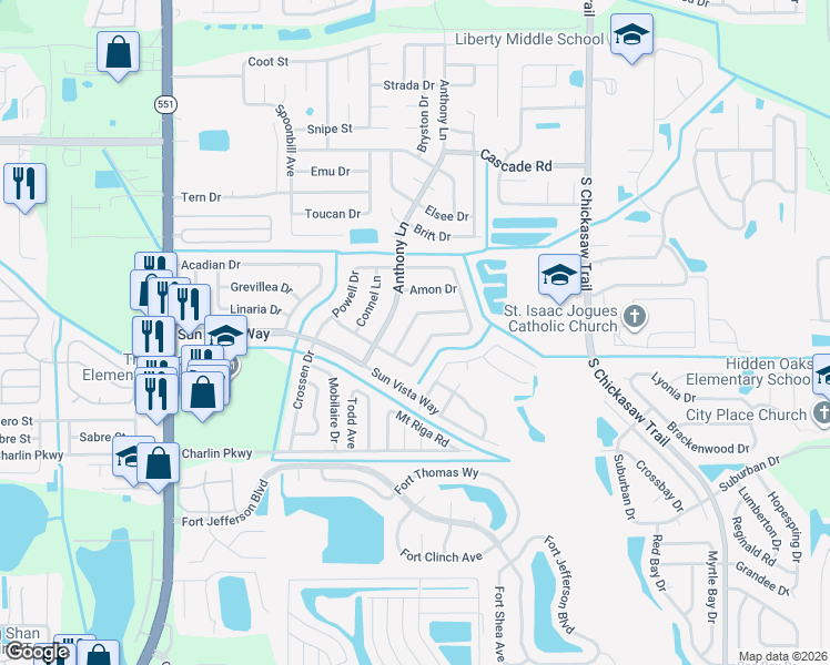 map of restaurants, bars, coffee shops, grocery stores, and more near 8136 Cyers Lane in Orlando