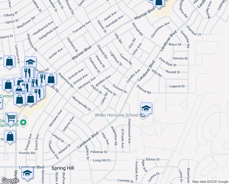 map of restaurants, bars, coffee shops, grocery stores, and more near 11475 Fortune Street in Spring Hill