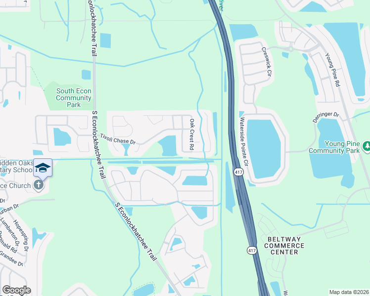 map of restaurants, bars, coffee shops, grocery stores, and more near 5194 Walnut Ridge Drive in Orlando