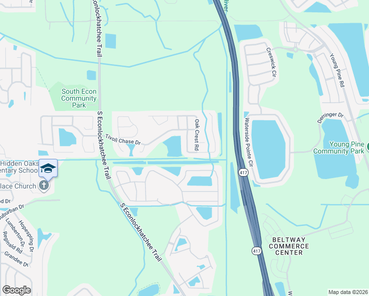 map of restaurants, bars, coffee shops, grocery stores, and more near 5194 Walnut Ridge Drive in Orlando