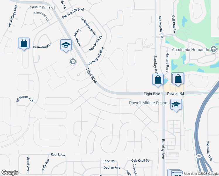 map of restaurants, bars, coffee shops, grocery stores, and more near 3788 Braemere Drive in Spring Hill