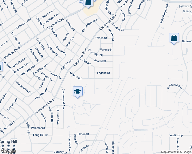 map of restaurants, bars, coffee shops, grocery stores, and more near 4182 Courts Court in Spring Hill