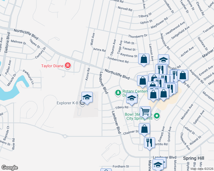 map of restaurants, bars, coffee shops, grocery stores, and more near 4205 Jason Road in Spring Hill