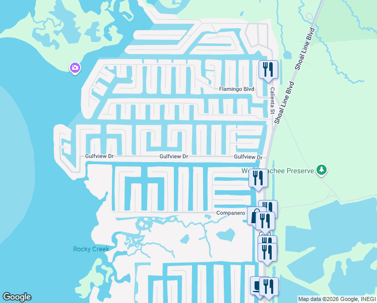 map of restaurants, bars, coffee shops, grocery stores, and more near 3393 Gulfview Drive in Hernando Beach