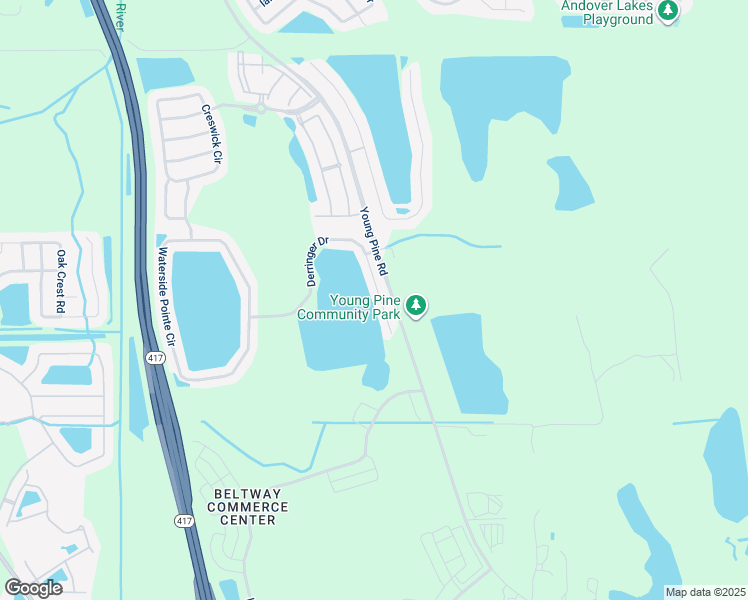 map of restaurants, bars, coffee shops, grocery stores, and more near 10906 Derringer Drive in Orlando