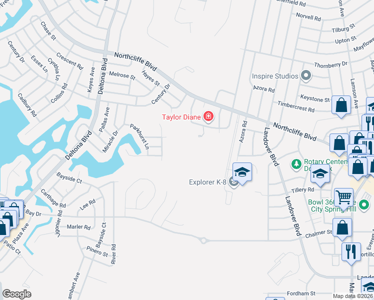 map of restaurants, bars, coffee shops, grocery stores, and more near 4620 Keysville Avenue in Spring Hill