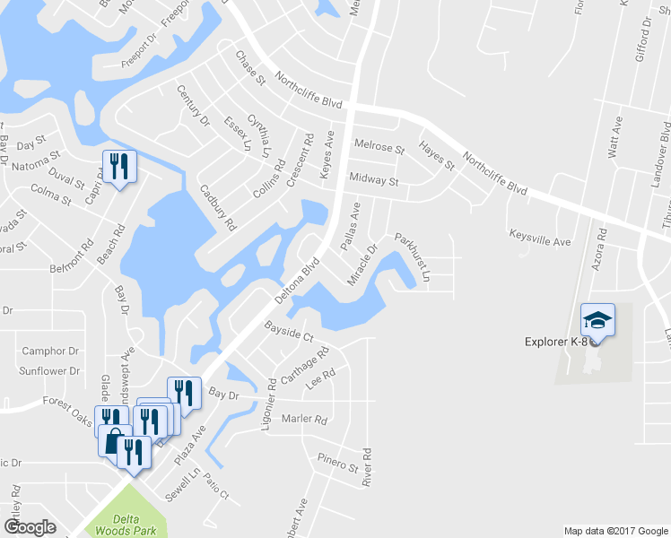 map of restaurants, bars, coffee shops, grocery stores, and more near 9347 Miracle Drive in Spring Hill