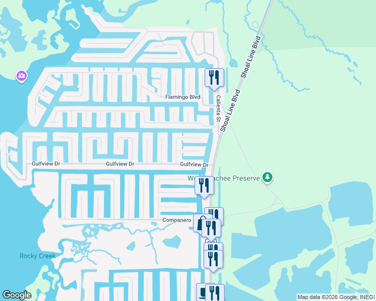 map of restaurants, bars, coffee shops, grocery stores, and more near 4292 Tahiti Drive in Hernando Beach
