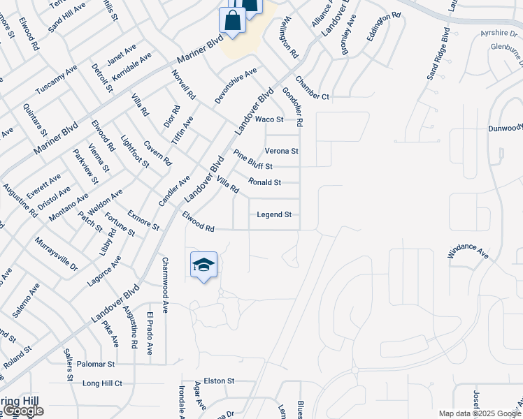 map of restaurants, bars, coffee shops, grocery stores, and more near 12221 Legend Street in Spring Hill