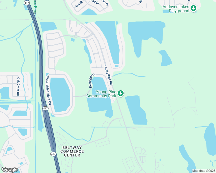 map of restaurants, bars, coffee shops, grocery stores, and more near 10824 Derringer Drive in Orlando