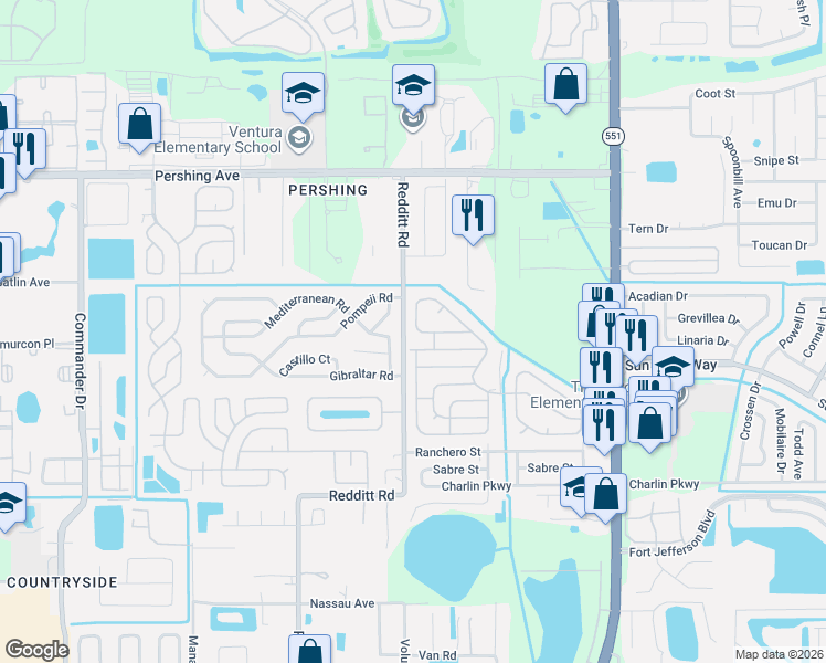 map of restaurants, bars, coffee shops, grocery stores, and more near 3013 Santa Lucia Drive in Orlando