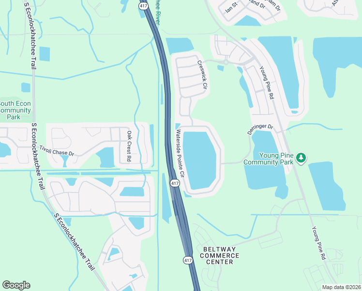 map of restaurants, bars, coffee shops, grocery stores, and more near 4250 Waterside Pointe Circle in Orlando