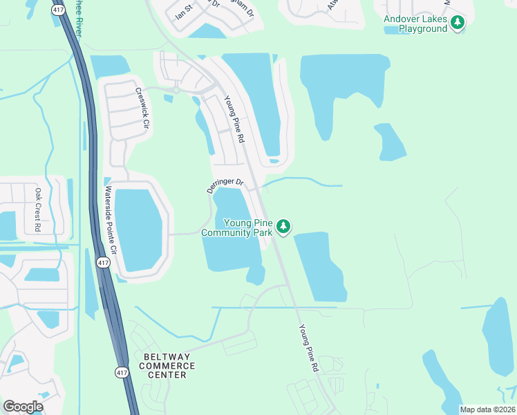 map of restaurants, bars, coffee shops, grocery stores, and more near 10849 Derringer Drive in Orlando