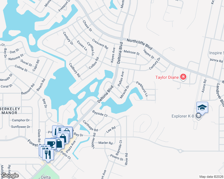 map of restaurants, bars, coffee shops, grocery stores, and more near 9319 Miracle Drive in Spring Hill