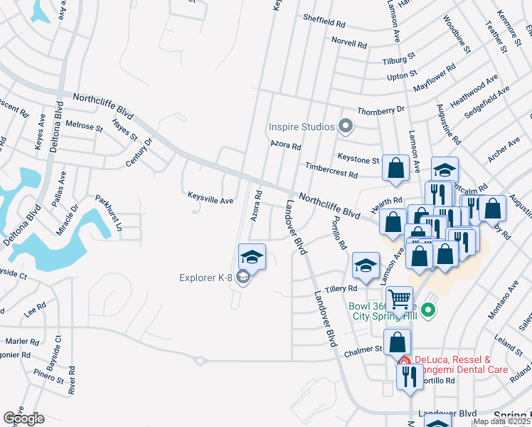 map of restaurants, bars, coffee shops, grocery stores, and more near 4355 Tartan Avenue in Spring Hill