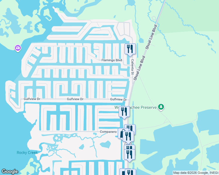 map of restaurants, bars, coffee shops, grocery stores, and more near 4292 Tahiti Drive in Hernando Beach