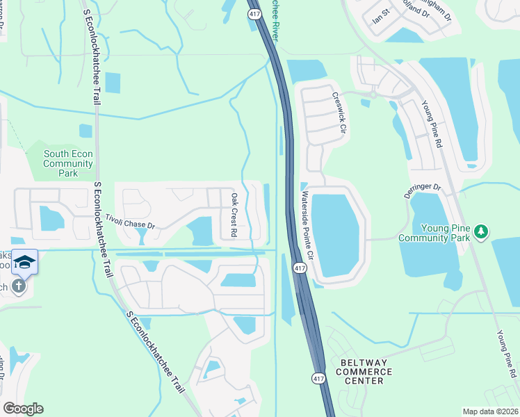 map of restaurants, bars, coffee shops, grocery stores, and more near 4805 Walnut Ridge Drive in Orlando
