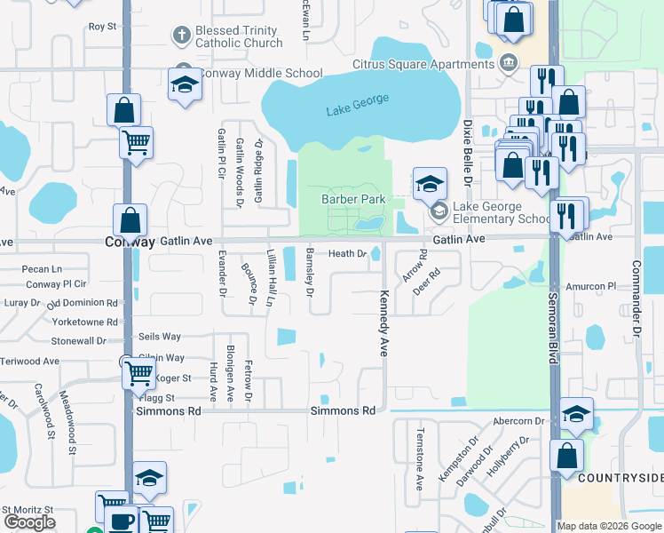 map of restaurants, bars, coffee shops, grocery stores, and more near 5181 Formby Dr in Orlando