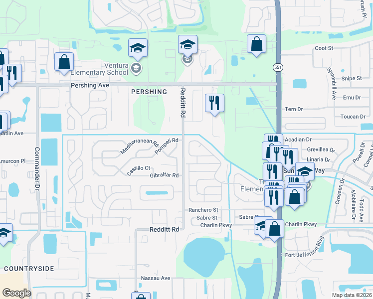 map of restaurants, bars, coffee shops, grocery stores, and more near 3013 Santa Lucia Drive in Orlando