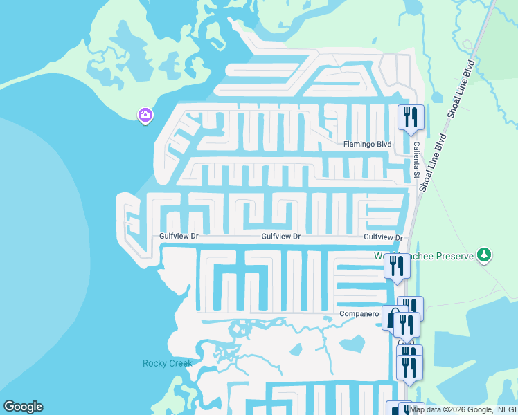 map of restaurants, bars, coffee shops, grocery stores, and more near 4383 Biscayne Drive in Hernando Beach