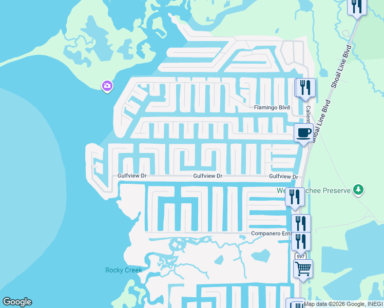 map of restaurants, bars, coffee shops, grocery stores, and more near 4383 Biscayne Drive in Hernando Beach