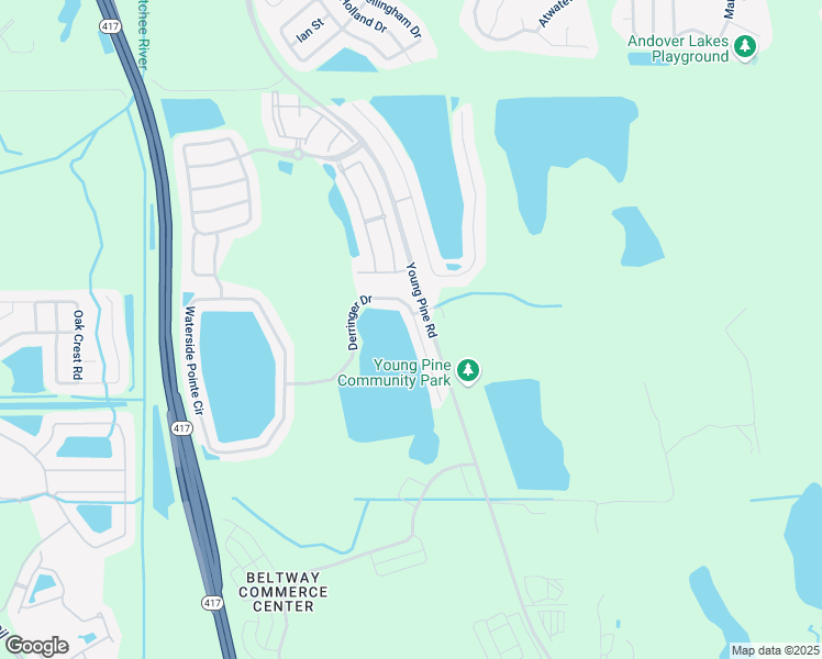 map of restaurants, bars, coffee shops, grocery stores, and more near 10824 Derringer Drive in Orlando