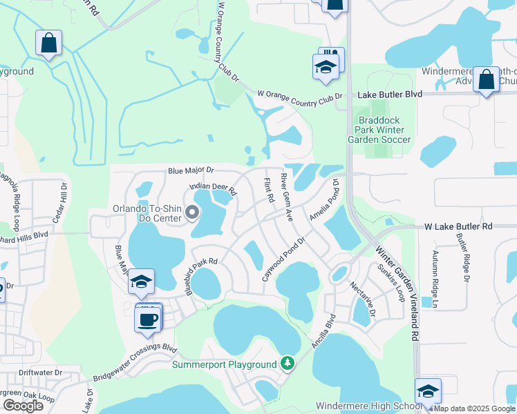 map of restaurants, bars, coffee shops, grocery stores, and more near 13930 Ivory Gardenia Avenue in Windermere