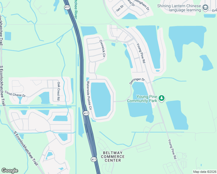 map of restaurants, bars, coffee shops, grocery stores, and more near 4506 Waterside Pointe Circle in Orlando