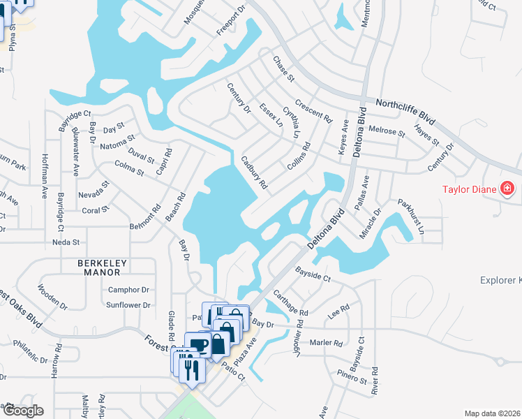 map of restaurants, bars, coffee shops, grocery stores, and more near 4358 Crescent Road in Spring Hill