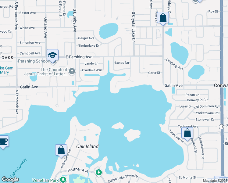 map of restaurants, bars, coffee shops, grocery stores, and more near 4322 Waterfront Parkway in Orlando