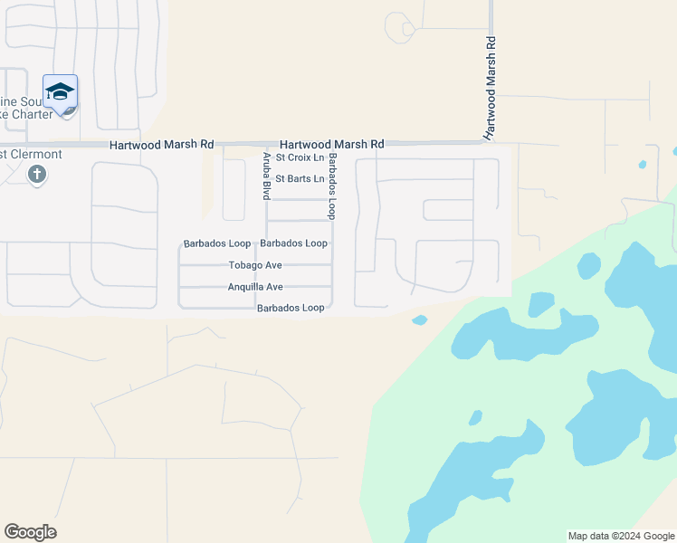 map of restaurants, bars, coffee shops, grocery stores, and more near 4497 Barbados Loop in Clermont