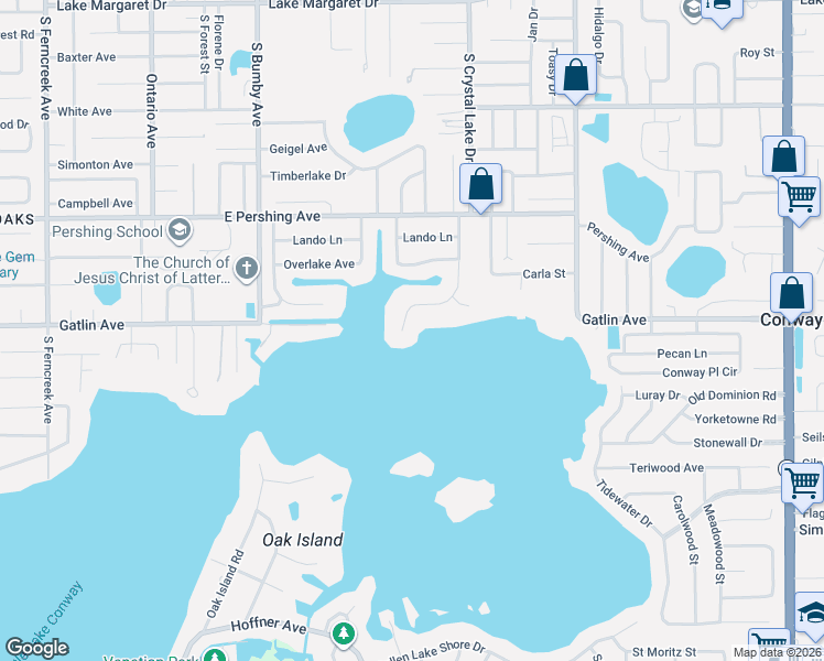 map of restaurants, bars, coffee shops, grocery stores, and more near 4311 Waterfront Parkway in Orlando