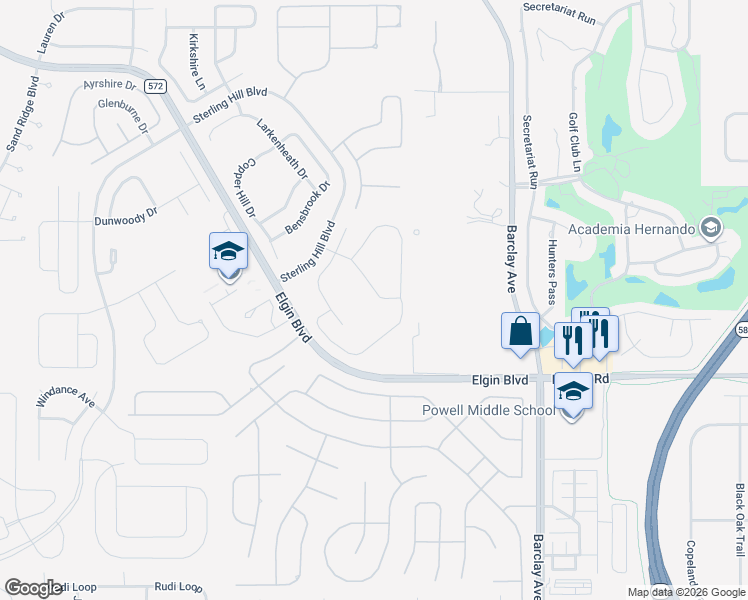 map of restaurants, bars, coffee shops, grocery stores, and more near 14508 Arborglades Drive in Spring Hill