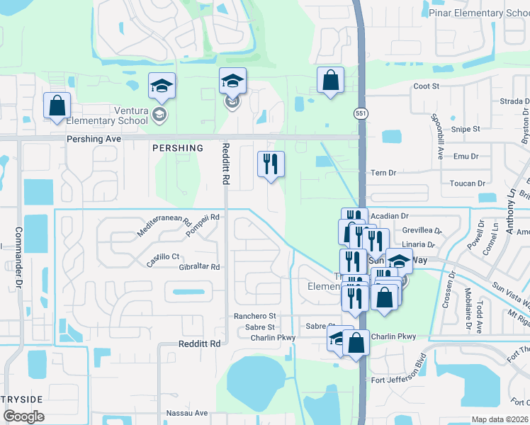 map of restaurants, bars, coffee shops, grocery stores, and more near 3537 Glen Village Court in Orlando
