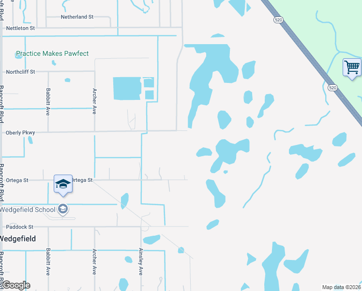 map of restaurants, bars, coffee shops, grocery stores, and more near 20924 Oberly Parkway in Orlando