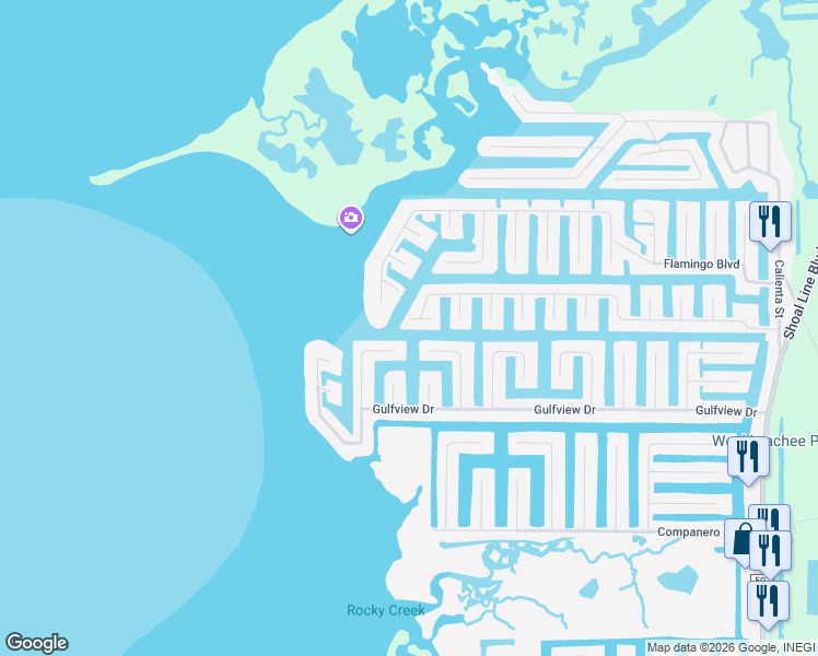 map of restaurants, bars, coffee shops, grocery stores, and more near 3206 Gulf Coast Drive in Hernando Beach