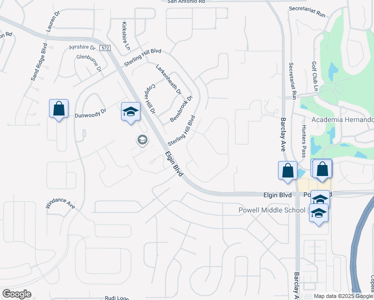 map of restaurants, bars, coffee shops, grocery stores, and more near 4304 Canongate Court in Spring Hill