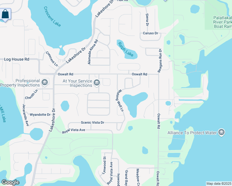 map of restaurants, bars, coffee shops, grocery stores, and more near 11501 Wishing Well Lane in Clermont