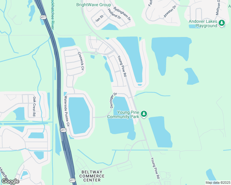 map of restaurants, bars, coffee shops, grocery stores, and more near 10713 Derringer Drive in Orlando