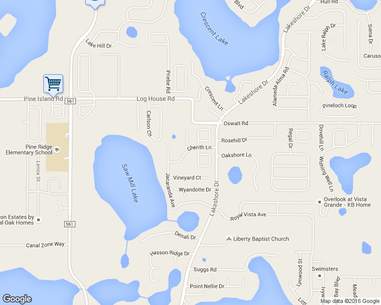 map of restaurants, bars, coffee shops, grocery stores, and more near 10836 Cherith Lane in Clermont