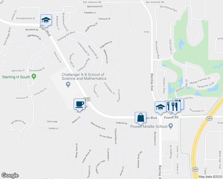map of restaurants, bars, coffee shops, grocery stores, and more near 14485 Arborglades Drive in Spring Hill