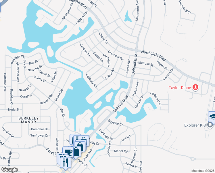 map of restaurants, bars, coffee shops, grocery stores, and more near 4428 Crescent Road in Spring Hill