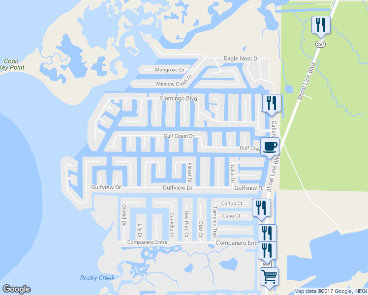 map of restaurants, bars, coffee shops, grocery stores, and more near 4371 4th Isle Drive in Hernando Beach