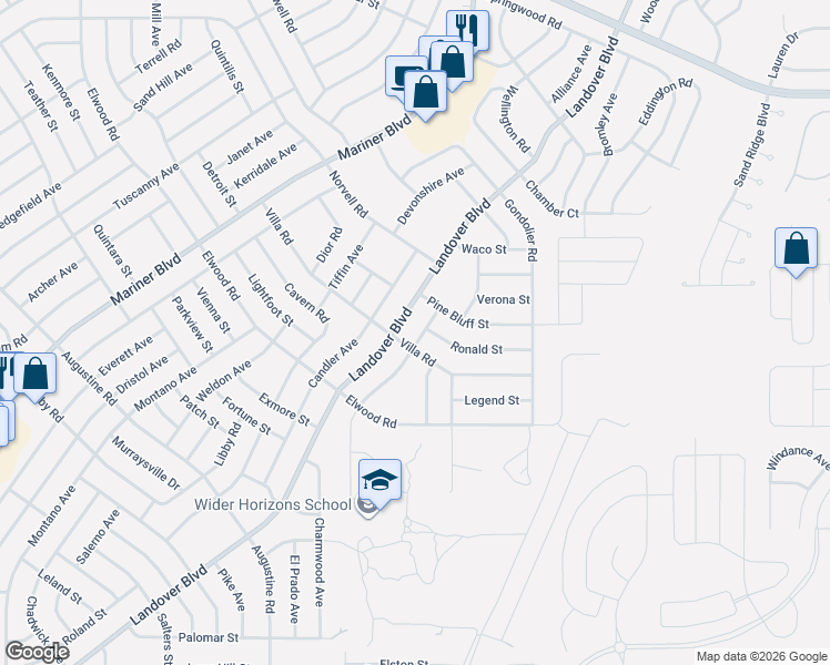 map of restaurants, bars, coffee shops, grocery stores, and more near 4315 Castle Avenue in Spring Hill