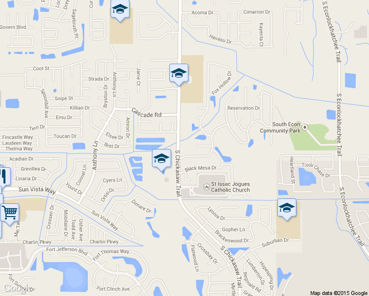 map of restaurants, bars, coffee shops, grocery stores, and more near 4065 South Chickasaw Trail in Orlando