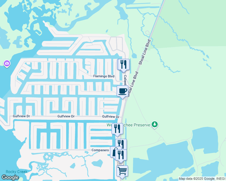 map of restaurants, bars, coffee shops, grocery stores, and more near 4080 Gulf Coast Drive in Hernando Beach