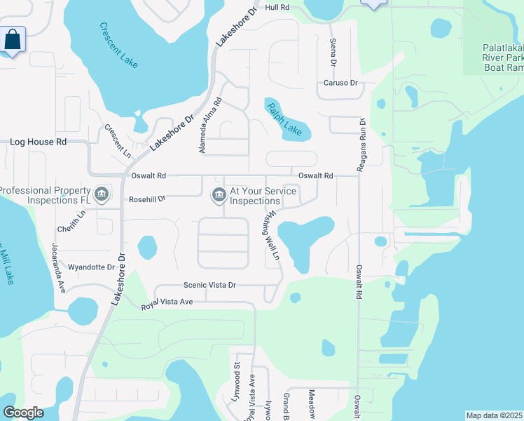 map of restaurants, bars, coffee shops, grocery stores, and more near 10213 Dovehill Lane in Clermont
